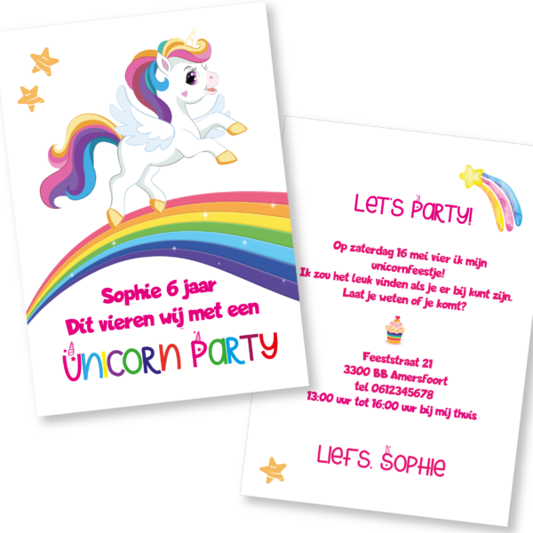 gepersonaliseerde uitnodiging unicorn