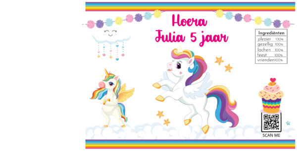 eenhoorn unicorn traktatie gepersonaliseerd chips zakje