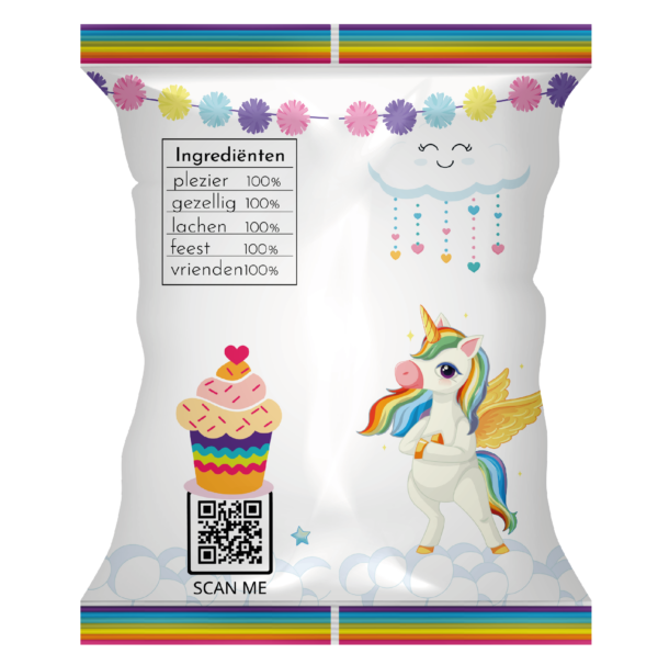 eenhoorn unicorn traktatie gepersonaliseerd chips zakje