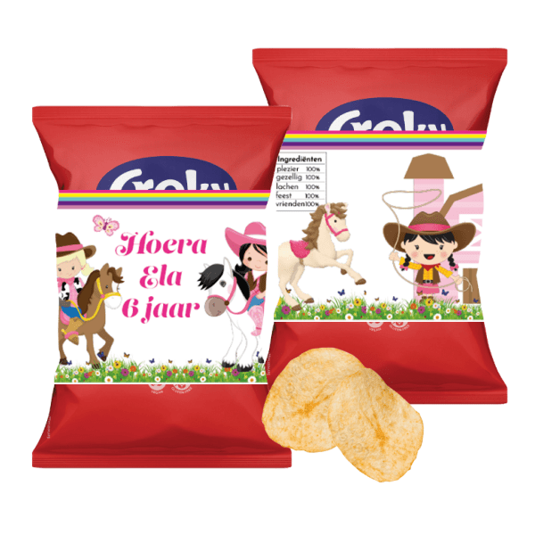 traktatie chips wikkel cowgirl paarden
