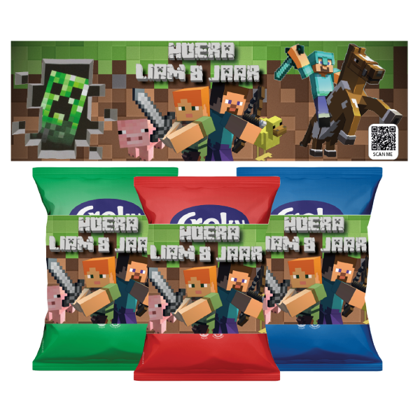 traktatie chips wikkel Minecraft