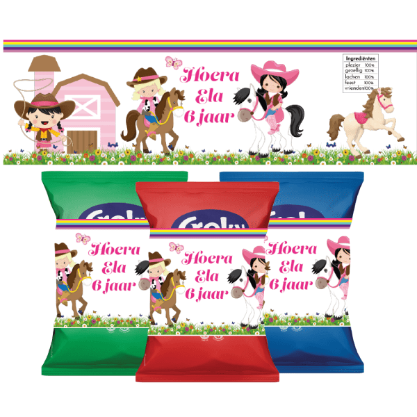 traktatie chips wikkel cowgirl paarden