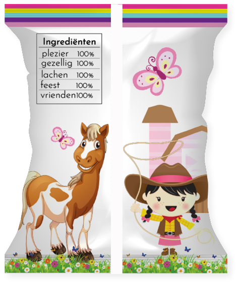 traktatie chips zakje cowgirl paarden