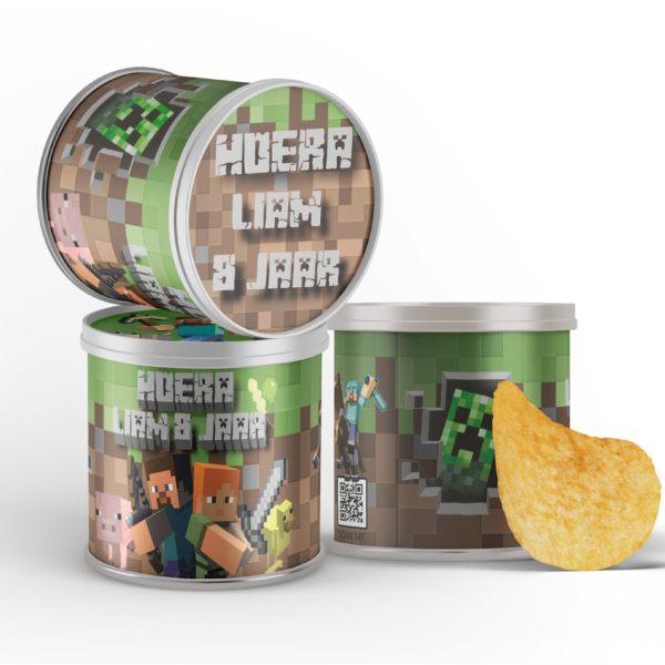 Minecraft Pringles wikkel traktatie label
