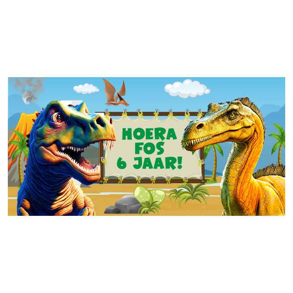 Dinosaurus traktatie snoepzak label