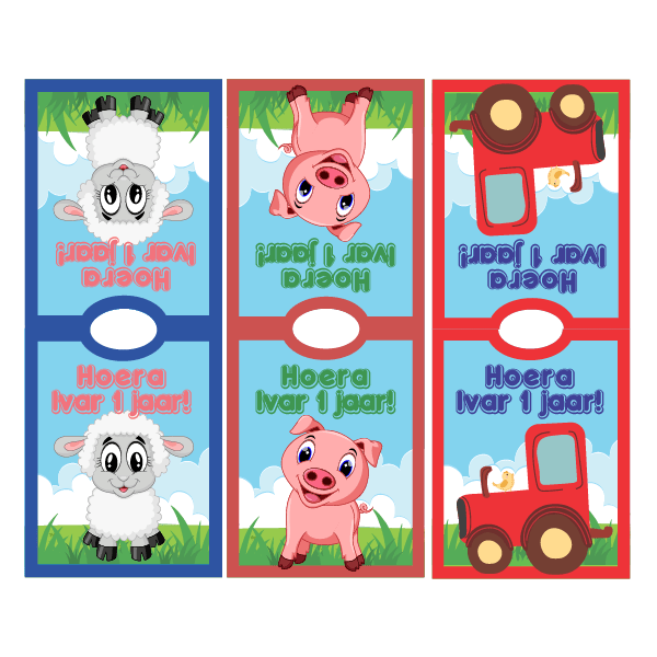 Boerderij dieren knijpfruit wikkel